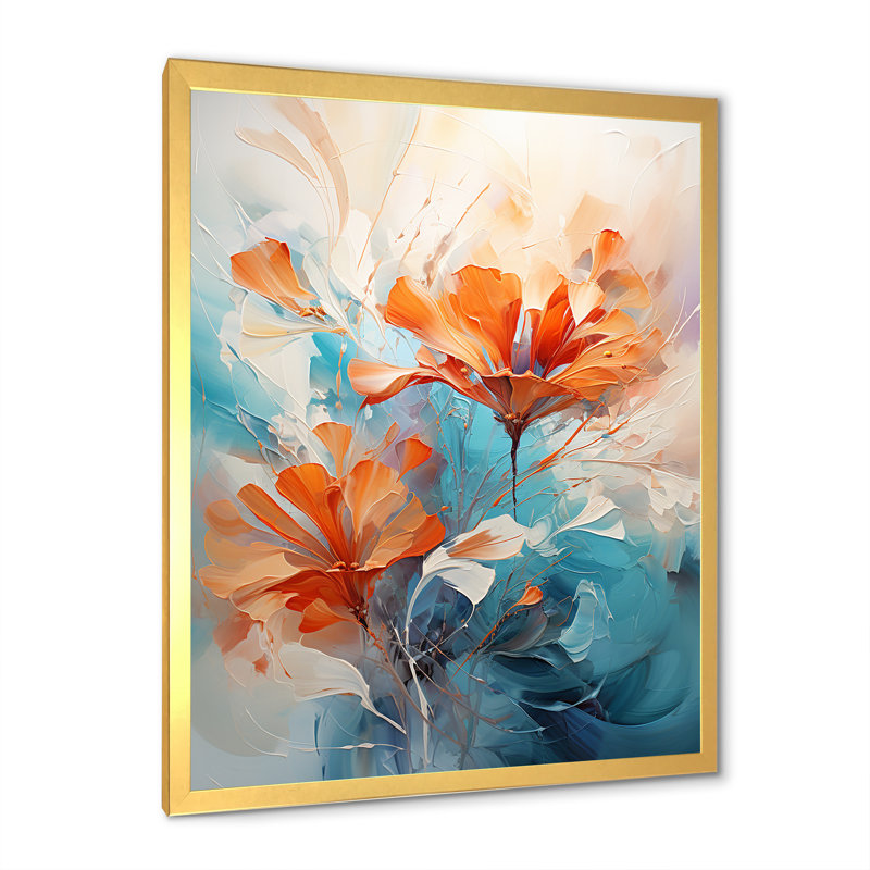 Beige et bleu murmure brise I - paysages abstraits, art mural, salon_105681, H 32 po x l 24 po, Gold Picture Framed
