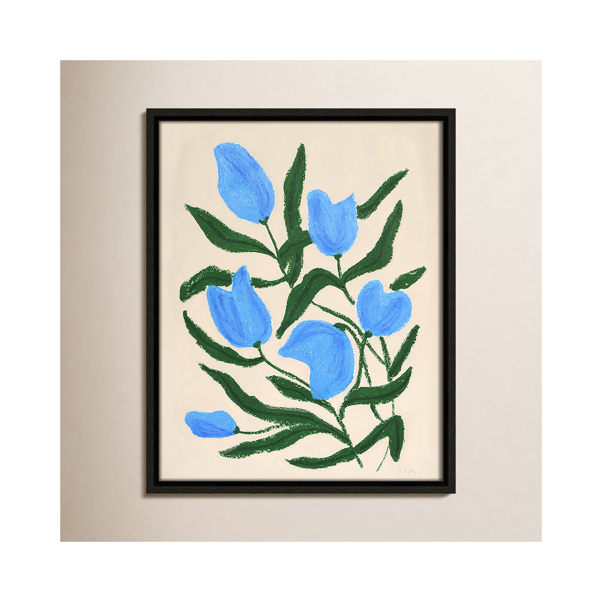 Blue Tulips Print by Camilla Bergqvist, 15.5" H x 12.5" W, Espresso