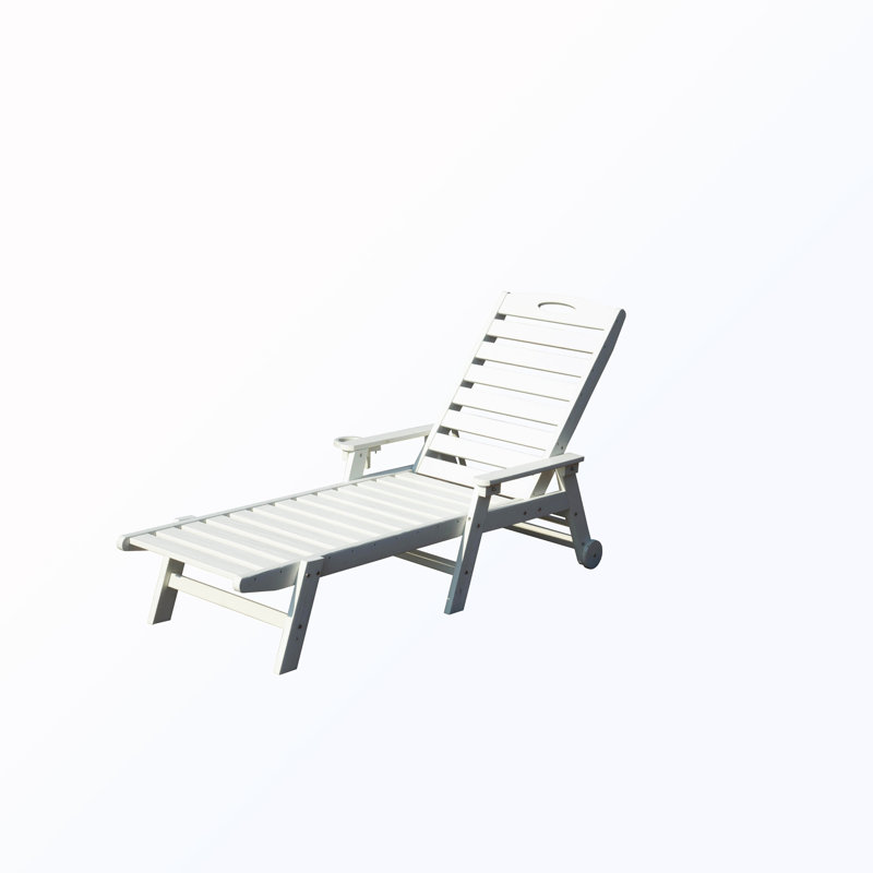 Chaise longue de patio avec dossier inclinable, White