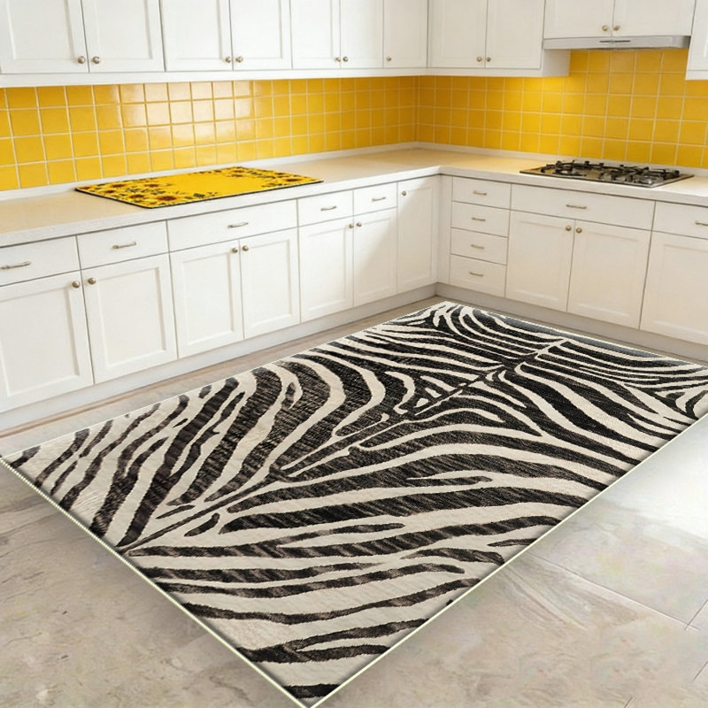 Area Rugs for Living Room: Modern Washable Rug - Abstract Black and Cream White Rug for Bedroom Dining Room Office Playroom Nursery Home Decor - Nonslip Non-Shedding Striped Rugs