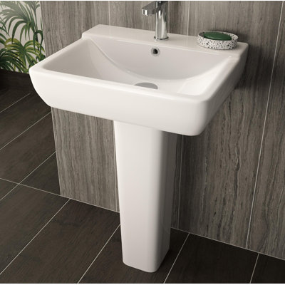 Nuie Arlo 550mm L x 420mm W White Vitreous China Rectangular Sink with Overflow