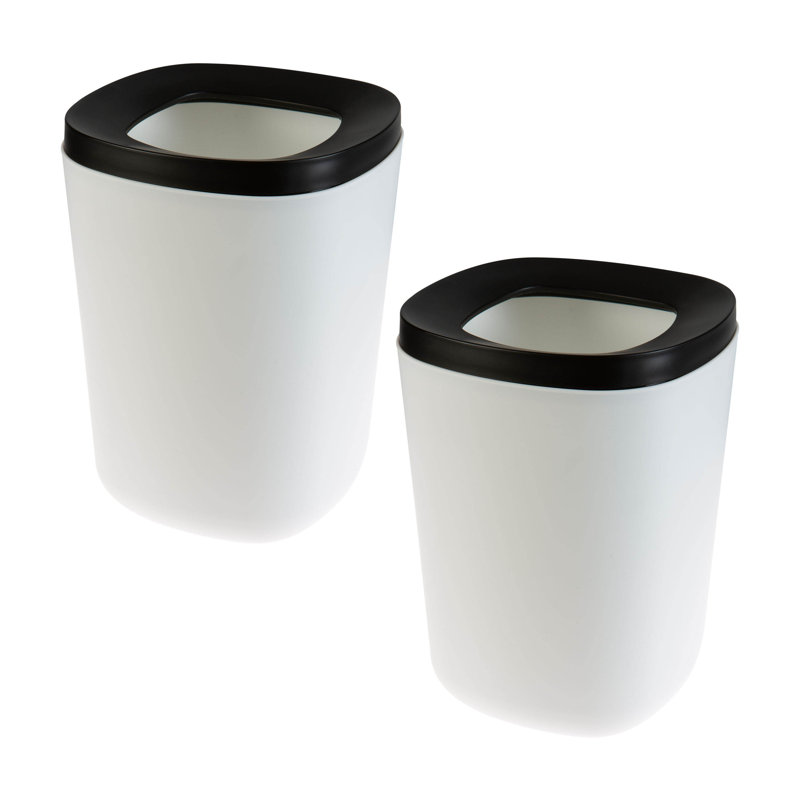 Plastic Open Waste Basket - 5 Gallons, Black/White