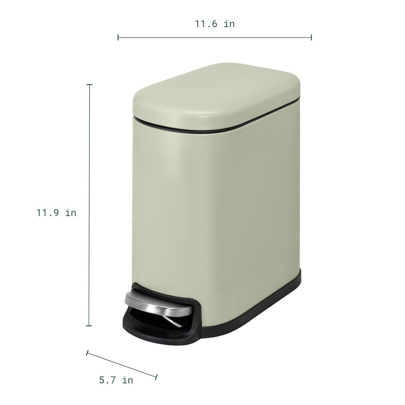 Acento Curved Rectangular Soft Close Premium Pedal Waste Bin, Green