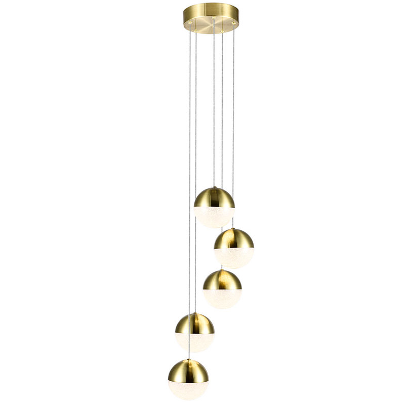 Ravello 5-Light Height Adjustable ETL Certified Integrated LED Chandelier with Globe Shades, Brass