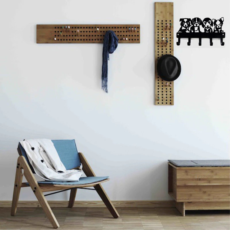 Metal Wall Organizer with Key Hooks