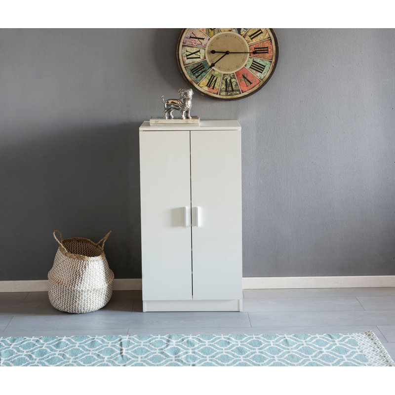 14 Pair Shoe Storage Cabinet, White