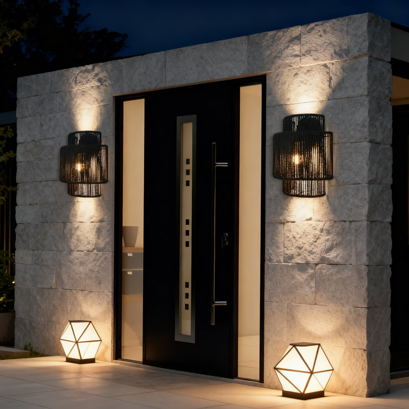 Applique murale en corde de chanvre tissée à la main, luminaire bohème en rotin avec base E12, veilleuse encastrée de style campagne moderne pour le couloir du salon de la chambre à coucher