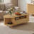 47.2" Mid-century Modern Oval Coffee Table With Rattan Sliding Door, Drawer & Open Storage, Solid Wood Legs-1167030688