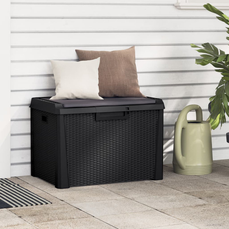 Coffre de rangement de jardin moyen en polypropylène anthracite anthracite, Anthracite