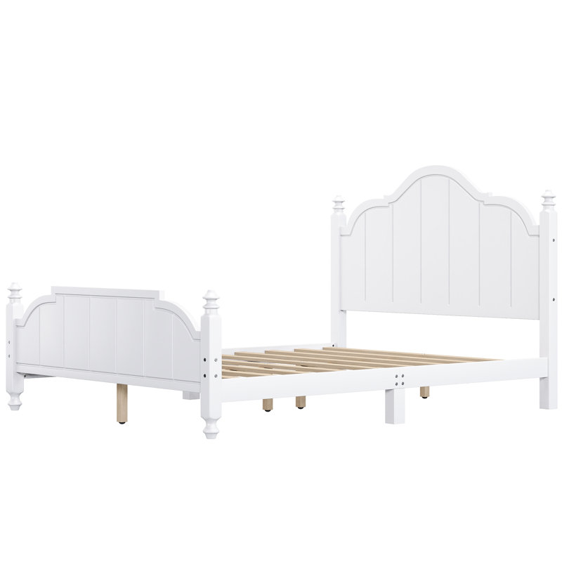 Standard Bed With Scalloped Headboard And Footboard, Queen, White