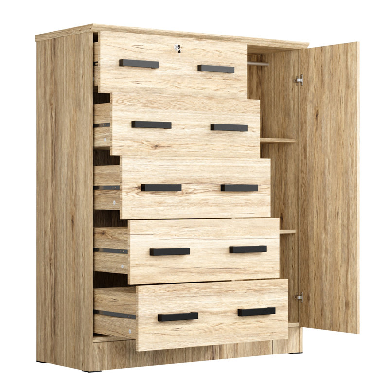 Combinaison de commode / commode avec tiroirs profonds Wilton, hauteur de 56 po (nouvelle version améliorée), Hêtre