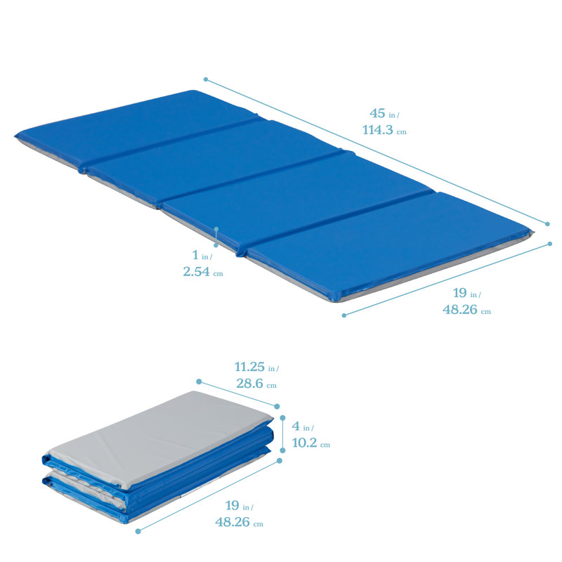 Tapis de repos pliable ECR4Kids Everyday, 4 sections, bleu / gris, paquet de 5, 1 po