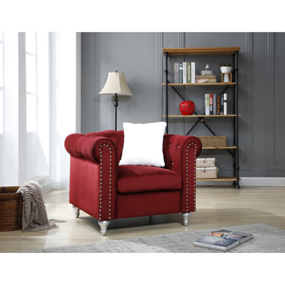 Détendez-vous confortablement avec ce fauteuil bourgogne élégant - revêtement en velours de 30 po x 38 po x 34 po, assemblage rapide rempli de mousse, s'adapte à un espace compact pour un moment de détente paisible. Velours simple de H 30 po x l 38 po x P 34 po