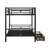 Black Metal Bunk Bed With 2 Practical Storage Features - Construction Convertible Full Size Bed, Spacious Drawers