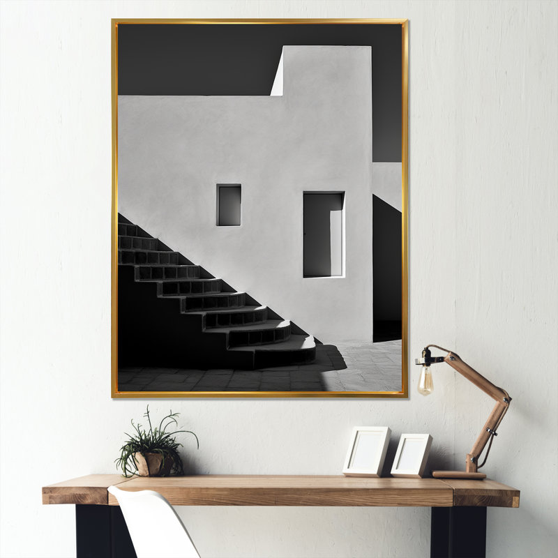 Hôtels, loges, mimalisme, paysage, Cadre flottant doré, H 44 po x l 34 po x P 1,5 po