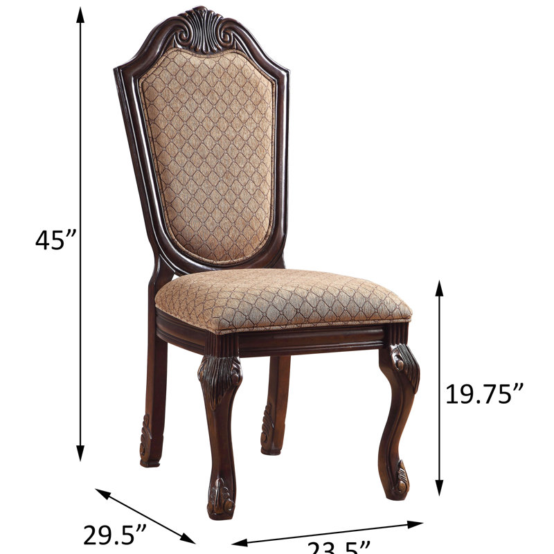 De salle à manger (2) à dossier solide et beige - Style classique avec support ergonomique de 2 dossiers traditionnels, coussin, pieds surélevés