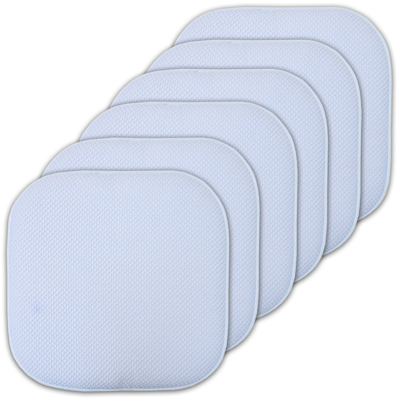 Honeycomb Non-Slip Indoor Chair Cushions, Light Blue, 6-Pack