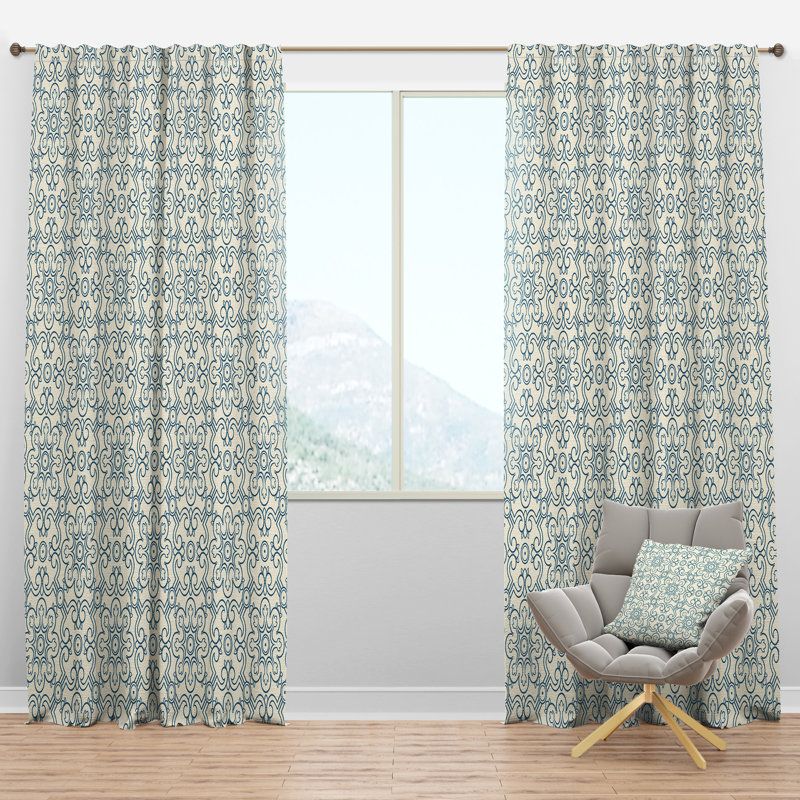 Panneau de rideau simple semi-diaphane avec passe-tringle Mid-Century, l 52 po x L 108 po