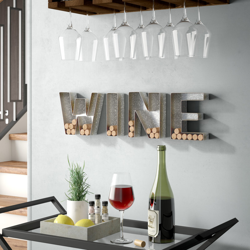 Farmhouse Metal "WINE" Cork Holder Wall Decor