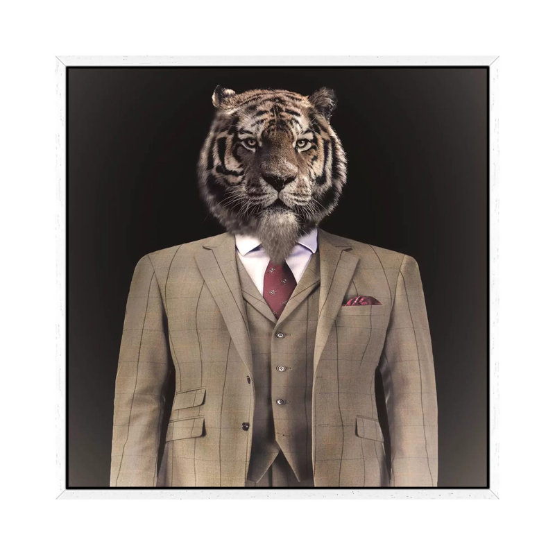 The Gent - Print on Canvas, White Framed, 45.72 cm H x 45.72 cm W