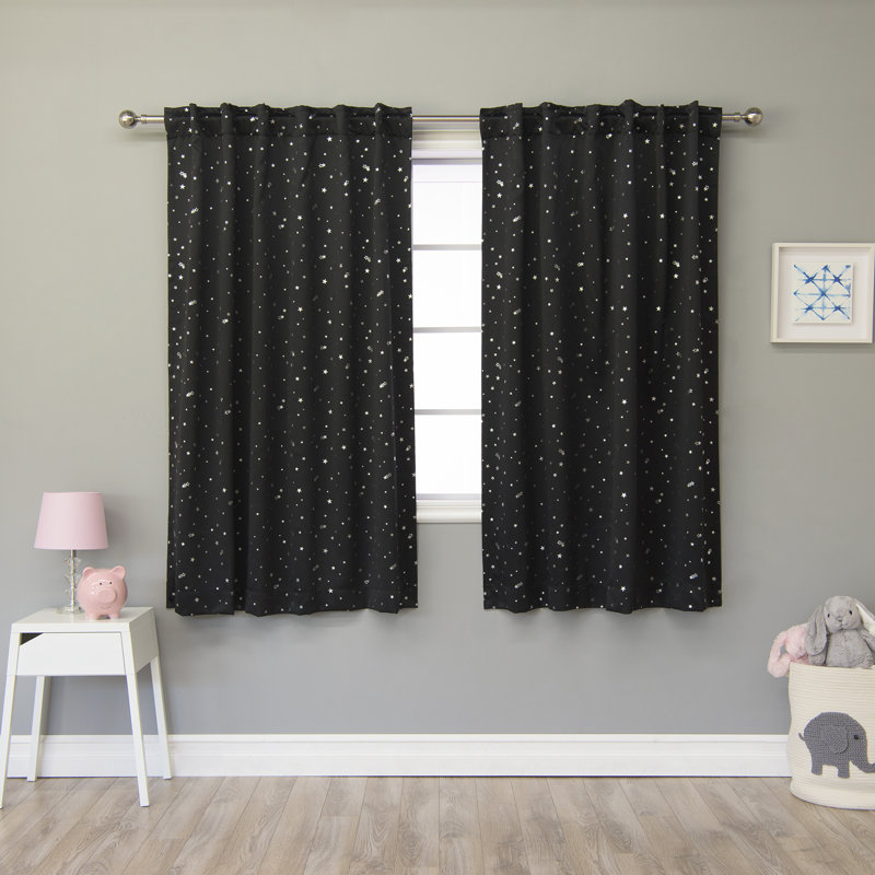 Paire de rideaux occultant et isolant Lesly, Noir, l 52" x L 63"