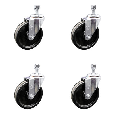 Wheel Swivel 12mm Threaded Stem Caster Set 2 Brakes SCC