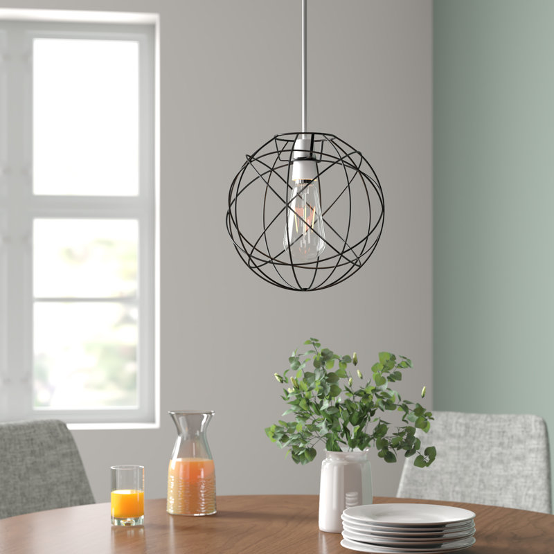 Rutherford 24.5cm H Metal Round Pendant Shade ( Clip On ), Black, Yes