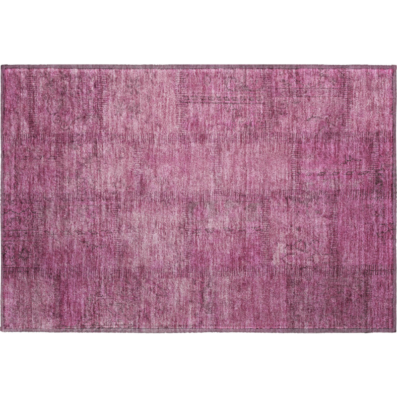 Tapis rosé de qualité supérieure lavable à la machine Prisco, Rectangle 1 pi 8 po x 2 pi 6 po