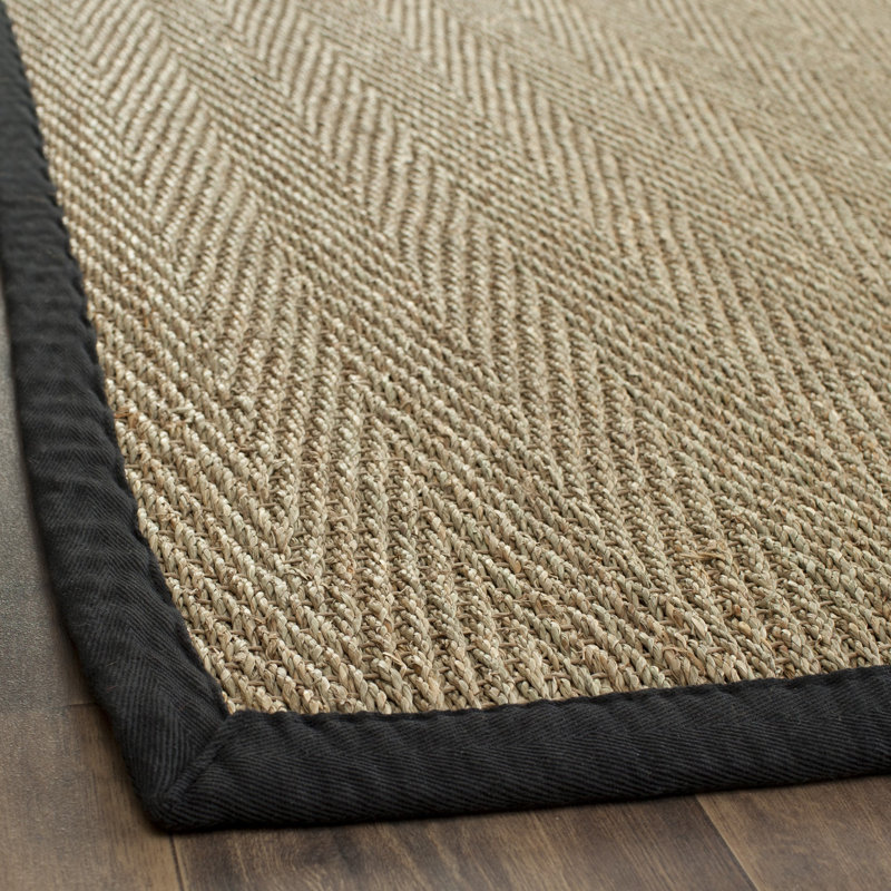 Hervey Bay Natural/Black Area Rug, Rectangle 2'6" x 4'