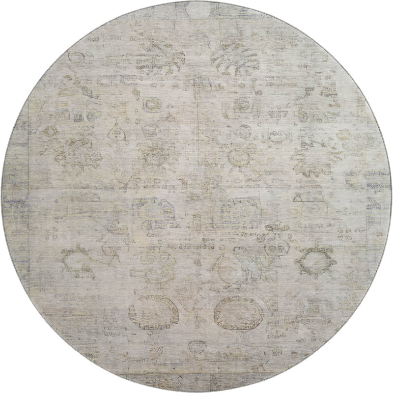 Premium Machine Washable Verlin AMF1769 Border Rug, Round 8'