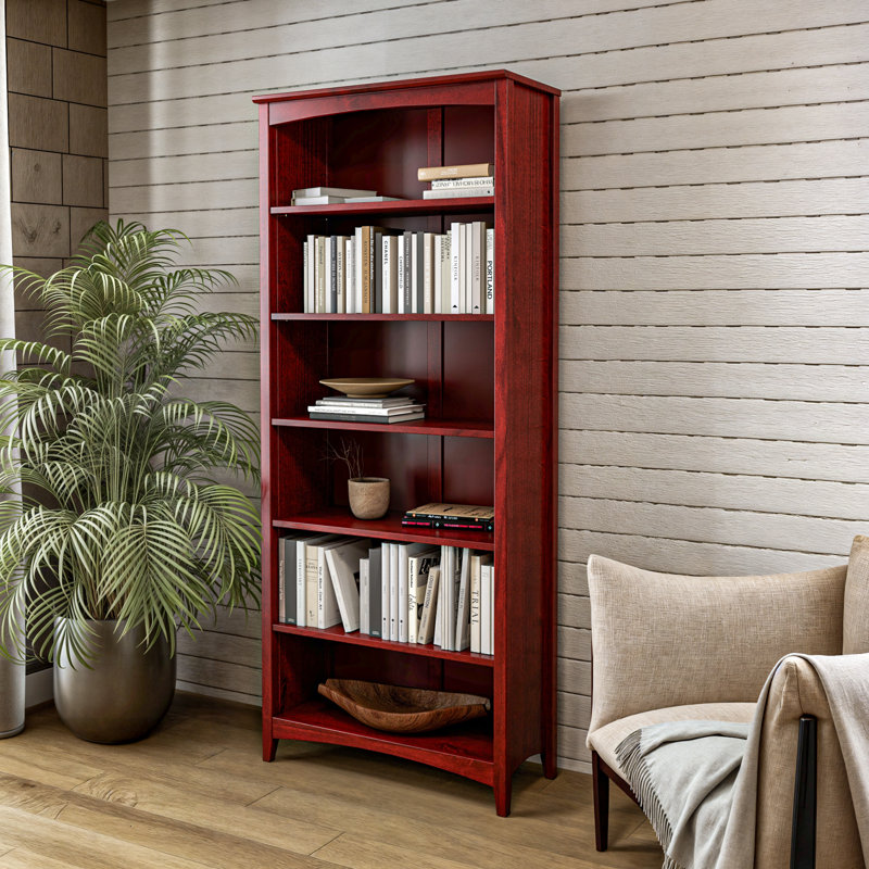Colton Bookcase, (6 Shelves) 72" H x 30" W x 13"D, Red Garnet Stain