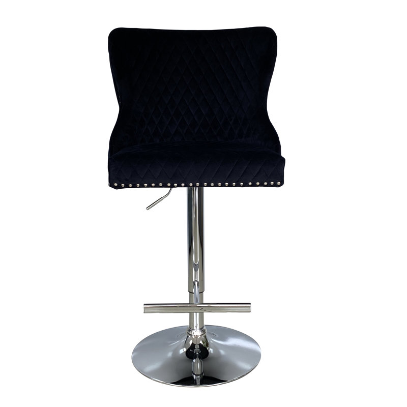 Hartfo Swivel Upholstered Adjustable Height Counter Stool with Metal Frame, Black 