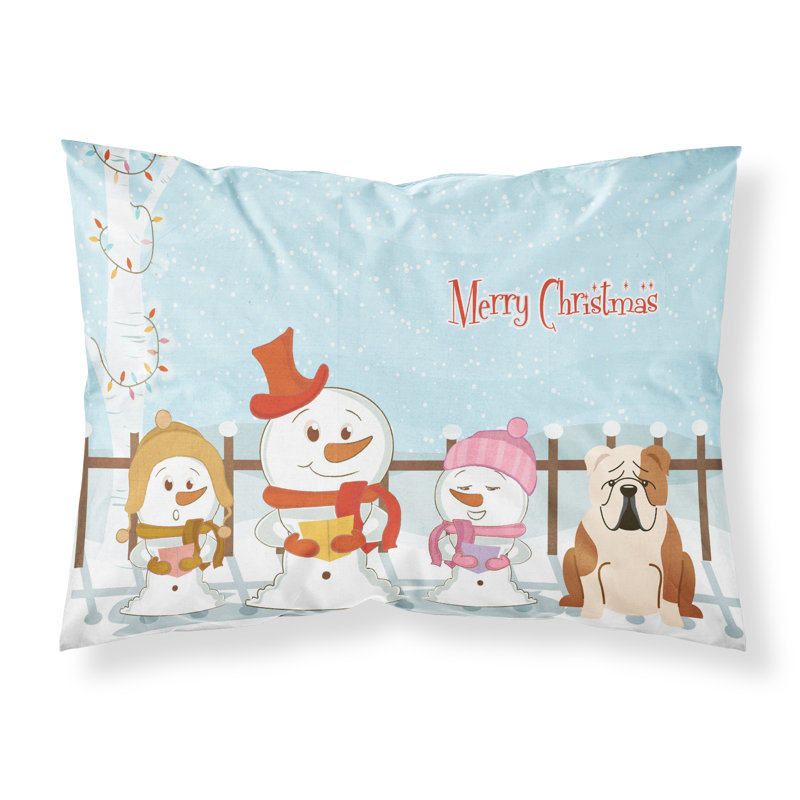 Taie d'oreiller Merry Christmas Merry Christmas, Bouledogue anglais fauve blanc et choriste