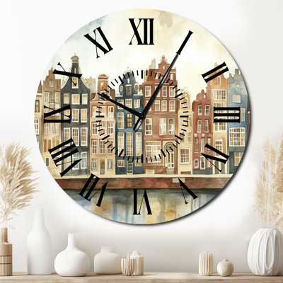 Canals of Amsterdam - Vintage Large Metal Wall Clock