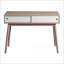 Table basse d'apparence naturelle en bois avec 2 portes coulissantes blanches, rangement peu encombrant pour le vestibule
