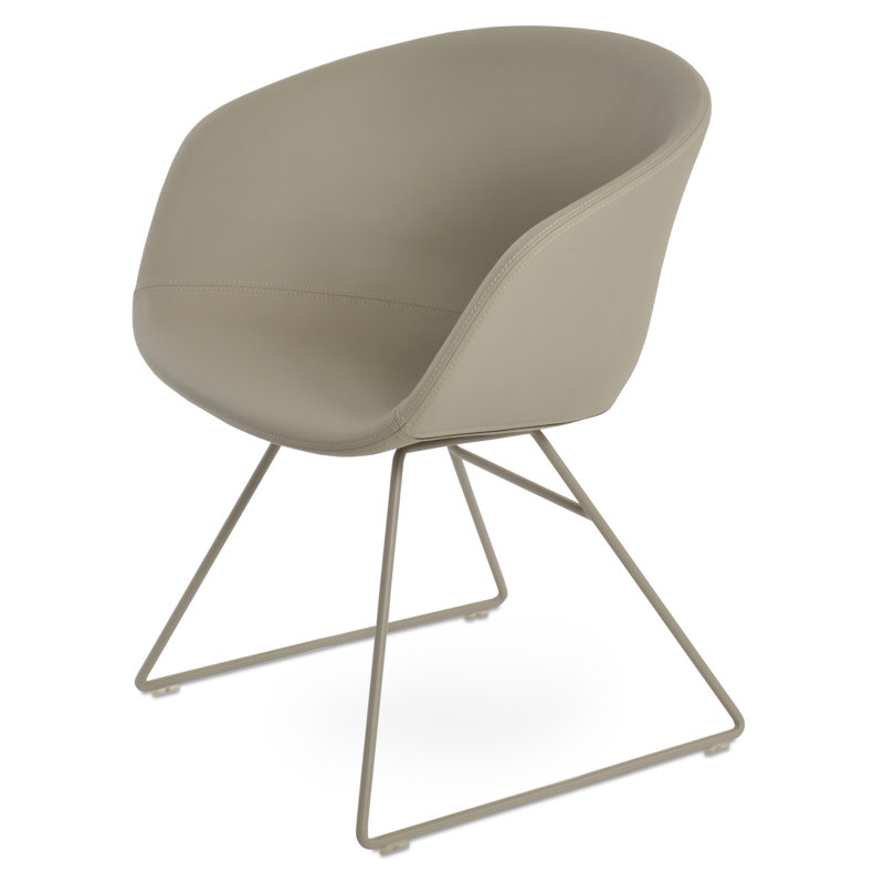 Tribeca Wire Arm Chair, Gold, Bone Faux Leather