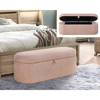 1pièce Banc de rangement fonctionnel et spacieux Compartiment caché Compartiment rembourré Siège en bois robuste Tissu d'ameublement de la chambre à coucher Entrée du salon Espaces de vie Tweed mauve