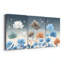 «Blue and Orange Floral», ensemble de 3 reproductions botaniques abstraites sur toile-310563833