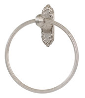 Ribbon and Reed Wall Mounted Towel Ring, Satin Nickel