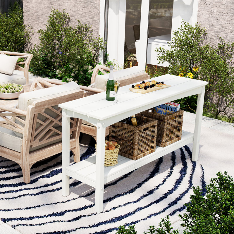 Armentha 55.5" W Outdoor Buffet Table, White