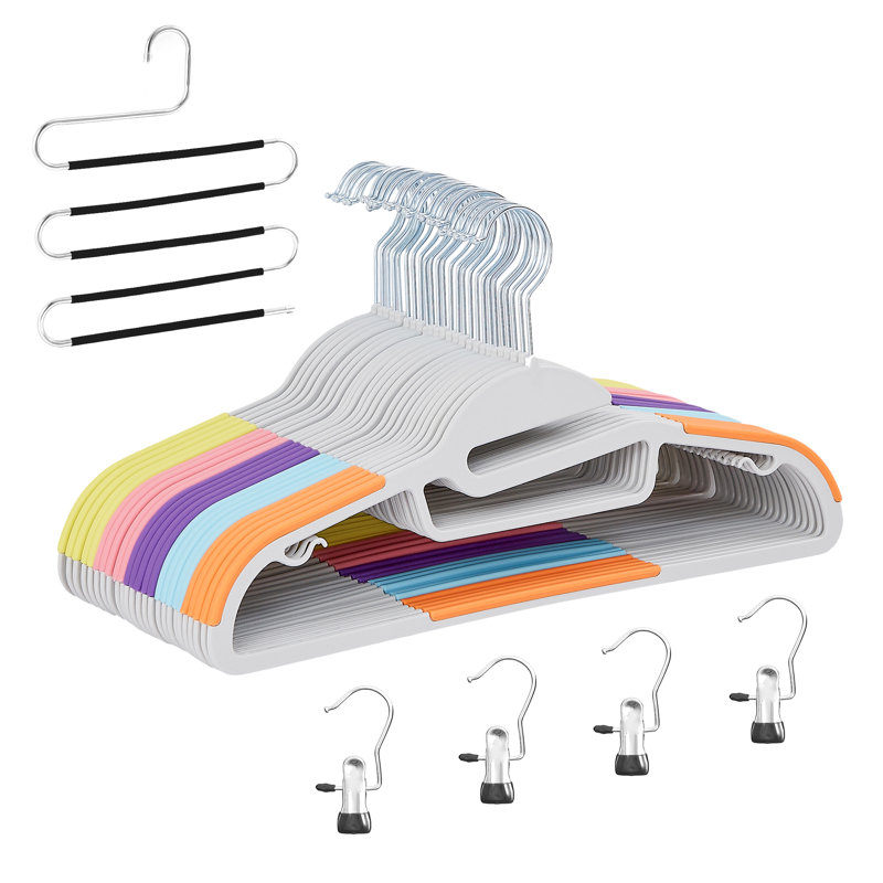 Adrienna 25/50pcs Coat Hanger 360 Swivel Hooks U-shaped opening Non Slip, 25, Colour Mixed