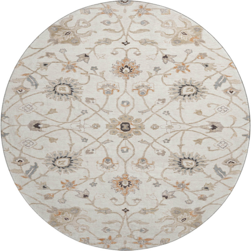 Premium Machine Washable Ducote AMF1137 Global Rug, Round 8'