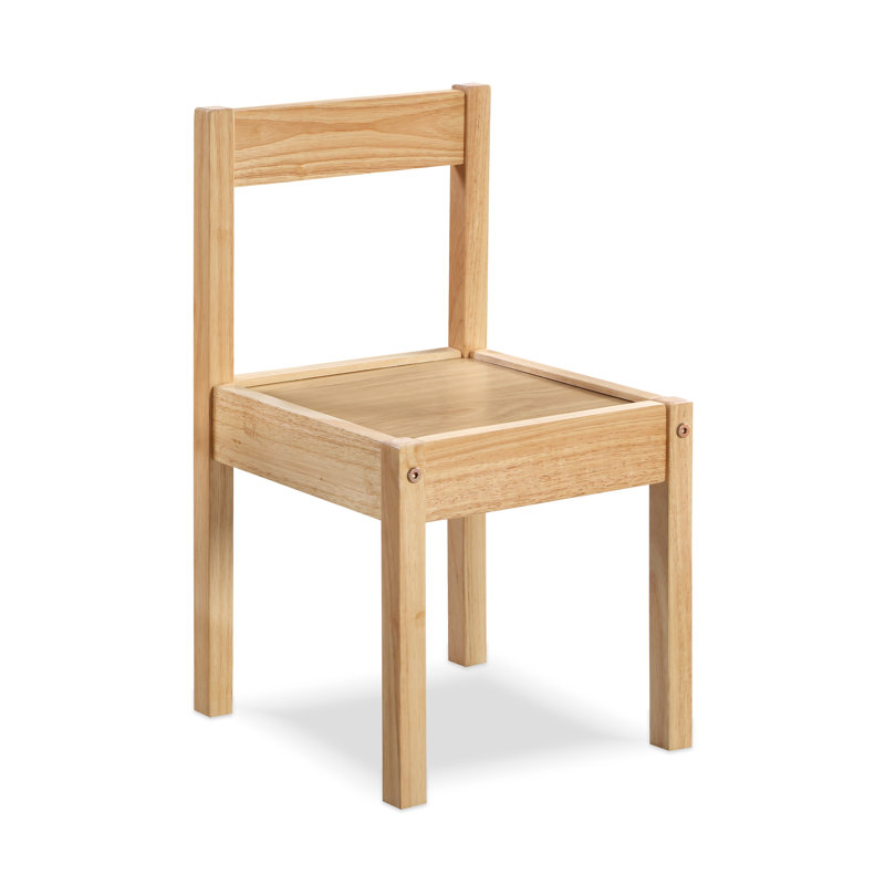 Natural Solid Wood Kids' Table and Chair Set - 3 Pieces