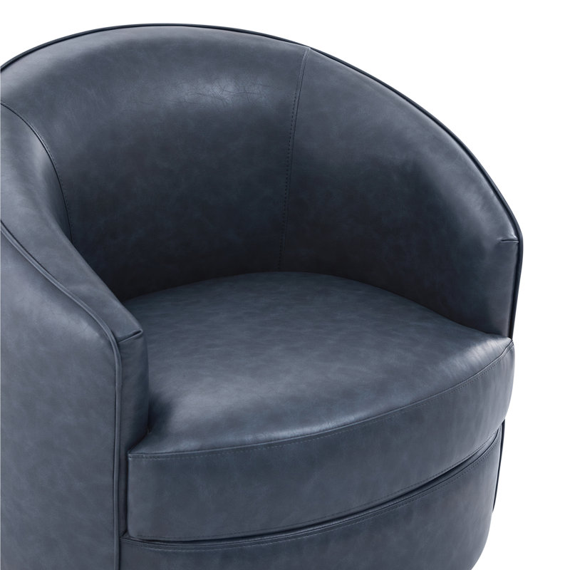 Fauteuil demi-tonneau Bernhardiène, Similicuir bleu