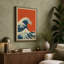 Great Wave Rising Japandi 1 Piece Wrapped Canvas Wall Art-1395067660-1395067657