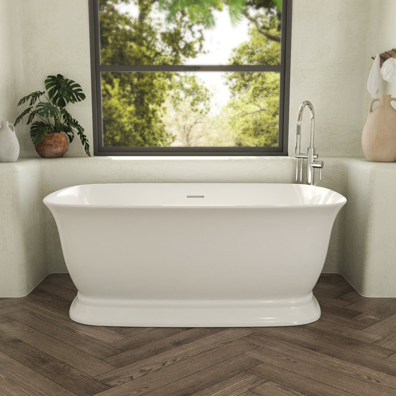 Ascend 59" White Acrylic Freestanding Double Slipper Bathtub
