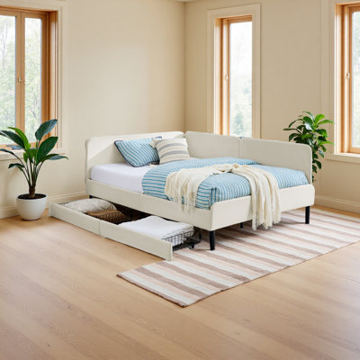 Upholstered Platform Bed Frame With 2 Storage Drawers, Adjustable Velvet Sofa Bed