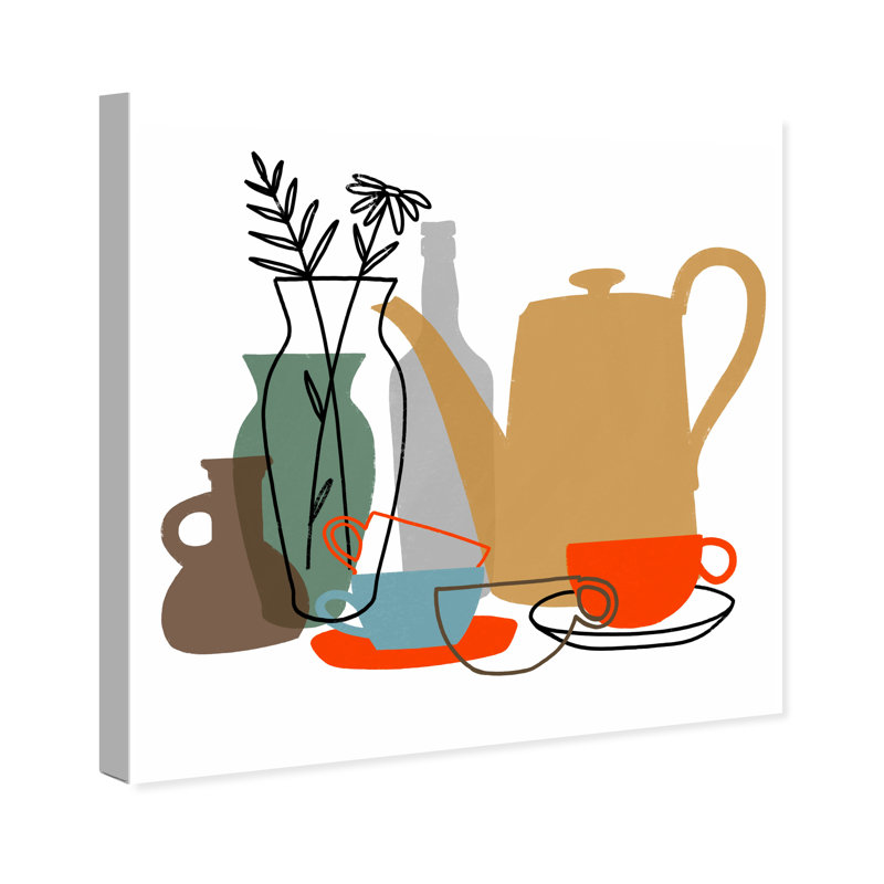 «Food and Cuisine Morning Tea», reproduction d'art sur toile brune moderne, H 12 po x l 12 po x P 0,8 po