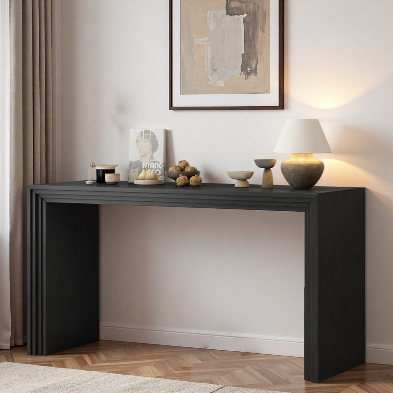 Console de style moderne avec un design rayé unique, Noir