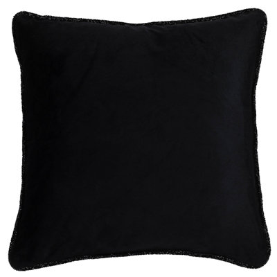 Sparkles Home Luminous Piping Border Pillow | Velvet with Rhinestone Trim | Feather Insert